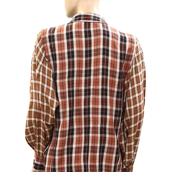 Free People Snow Mountain Plaid Buttondown Shirt Top Sequin Embellished S 274409 - Picture 6 of 7